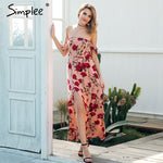 Simplee Bobo floral print split long dress