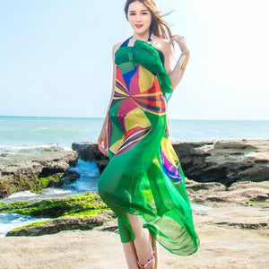 140x190cm Pareo Scarf Women Beach Sarongs Summer Chiffon Scarves Geometrical Design  2018