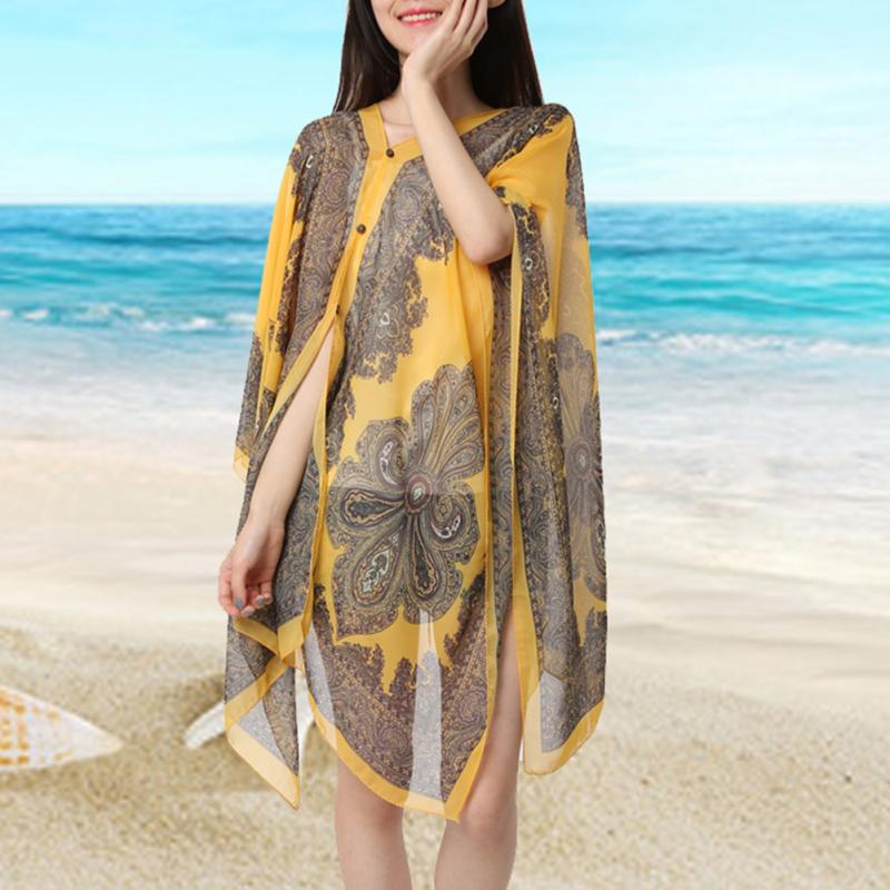 Summer Woman Sexy Bathing Suit Beach Dress Print Bikini Swimsuit Cover up Beach wear Pareo Sarong