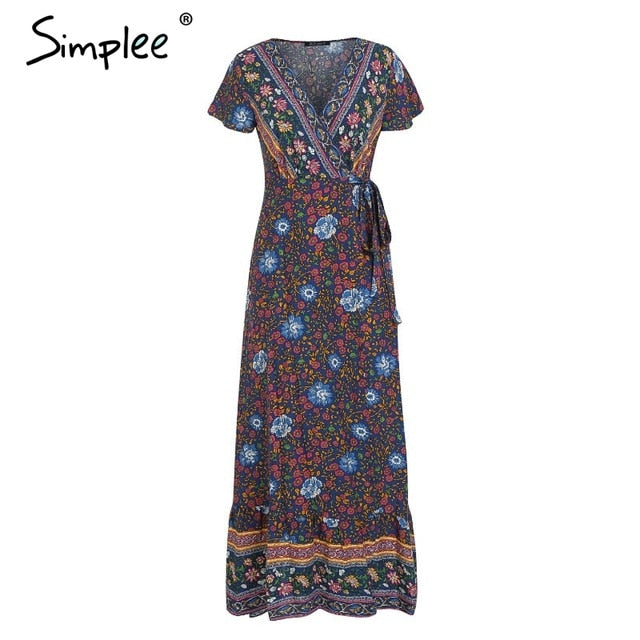 Simplee Vintage floral print summer dress
