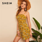 SHEIN Boho Ginger Shirred Back Ditsy Floral Shirred Back Summer Cami Dress