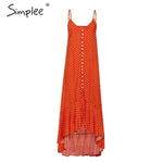 Simplee Elegant Polka dot boho women midi summer dress