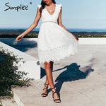Simplee Sexy white women summer dress