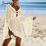 Simplee Sexy hollow out women white dress