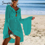 Simplee Sexy hollow out women white dress