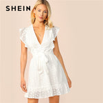 SHEIN Plunging Neck Ruffle Armhole Schiffy Summer Dress
