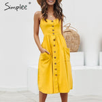 Simplee Elegant button women dress