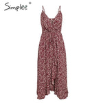 Simplee V-neck sleeveless women floral dress
