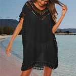 Sexy Women Loose Beach Dress Tunic Solid Bikini Cover Ups Swimsuit Beachwear Swimwear Hollow Out Beach Dress Robe De Plage