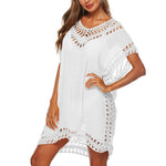 Sexy Women Loose Beach Dress Tunic Solid Bikini Cover Ups Swimsuit Beachwear Swimwear Hollow Out Beach Dress Robe De Plage