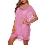 Sexy Women Loose Beach Dress Tunic Solid Bikini Cover Ups Swimsuit Beachwear Swimwear Hollow Out Beach Dress Robe De Plage