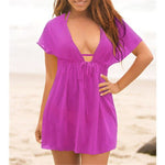 Summer Women Chiffon Beach Swimsuit Cover Up Ladies V-neck Dress Bikini Cover-up Sun Sarong Beachwear