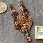Simplee Snake print bikini women push up Monokini string V-neck swimsuit one piece swimwear  bathing suit Summer beach wear new