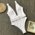 Simplee Snake print bikini women push up Monokini string V-neck swimsuit one piece swimwear  bathing suit Summer beach wear new