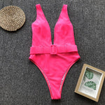 Simplee Snake print bikini women push up Monokini string V-neck swimsuit one piece swimwear  bathing suit Summer beach wear new