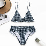 Simplee Plaid ruffles bikinis 2019 mujer Push up swimsuit female High cut swimwear women bathing suit V-neck biquini bathers XL