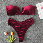 Simplee V-neck bikinis 2019 mujer Sexy velvet swimsuit female Push up high waist swimwear women bathing suit biquini Summer new