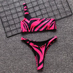 Simplee One shoulder neon green bikini 2019 micro Bandeau swimwear women bathing suit biquini Summer beachwear Push up swimsuit