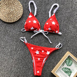 Simplee Sexy red bikini 2019 micro Ruffles star print swimsuit female Push up swimwear women bathing suit biquini High cut swim