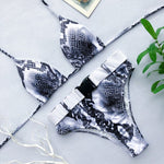Simplee Sexy string snake print women swimsuit female High waist swimwear bathing suit biquini Triangle belt bikini micro