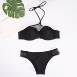 Simplee Halter mesh bikini 2019 micro Push up swimsuit female Transparent swimwear women bathing suit biquini Summer bathers
