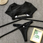 Simplee High neck bikinis 2019 mujer Sexy bondage swimsuit female crop top High cut swimwear women bathing suit push up bathers