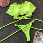Simplee High neck bikinis 2019 mujer Sexy bondage swimsuit female crop top High cut swimwear women bathing suit push up bathers
