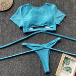 Simplee High neck bikinis 2019 mujer Sexy bondage swimsuit female crop top High cut swimwear women bathing suit push up bathers