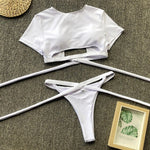Simplee High neck bikinis 2019 mujer Sexy bondage swimsuit female crop top High cut swimwear women bathing suit push up bathers