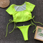 Simplee T-shirt female swimsuit female Sports swimwear women bathing suit High cut bikinis 2019 mujer String thong bathers new