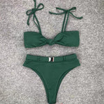 Simplee High waist bikinis 2019 mujer Sexy string green swimwear women bathers Buckle swimsuit female biquini Summer beach wear