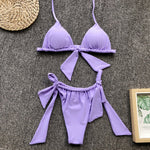 Simplee Sexy halter lace up bikinis mujer High cut swimsuit women bathing suit biquini Push up swimwear bathers Summer new micro