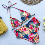 Simplee Halter floral print bikini micro Triangle sexy swimsuit female Push up swimwear women bathing suit biquini Summer 2019