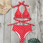 Simplee Floral print bikini micro V-neck polka dot high waist female swimsuit Halter plus size swimwear women biquini Summer
