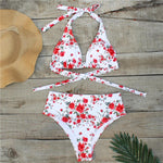 Simplee Floral print bikini micro V-neck polka dot high waist female swimsuit Halter plus size swimwear women biquini Summer