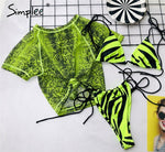 Simplee One shoulder neon green bikini 2019 micro Bandeau swimwear women bathing suit biquini Summer beachwear Push up swimsuit