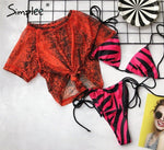 Simplee One shoulder neon green bikini 2019 micro Bandeau swimwear women bathing suit biquini Summer beachwear Push up swimsuit