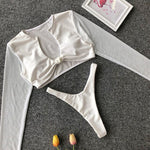 Simplee Long sleeve bikini 2019 micro High cut sexy swimwear women solid bathing suit Push up sports swimsuit female biquini