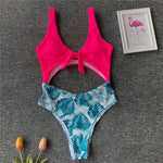 Simplee Leopard print women swimsuit one piece Hollow out  bikini 2019 new Sexy bathing suit women monokini Red swimwear female
