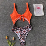 Simplee Leopard print women swimsuit one piece Hollow out  bikini 2019 new Sexy bathing suit women monokini Red swimwear female