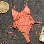 Simplee High cut one piece swimsuit female Monokini string swimwear women bathing suit Sexy thong bodysuit bikini push up swim