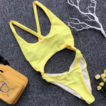 Simplee Sexy black bikini new High cut solid swimsuit one piece Push up swimwear women bathing suit Monokini summer beach wear