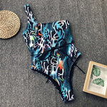 Simplee High cut sexy bodysuits one piece swimsuit female Snakeskin pink swimwear women Push up bikini 2019 new bathing suit