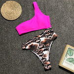Simplee High cut sexy bodysuits one piece swimsuit female Snakeskin pink swimwear women Push up bikini 2019 new bathing suit