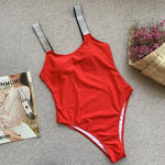 Simplee Shiny bikini 2019 new Sexy bodysuits one piece swimsuit female monokini Vintage push up swimwear women bathing suit