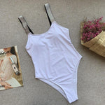 Simplee Shiny bikini 2019 new Sexy bodysuits one piece swimsuit female monokini Vintage push up swimwear women bathing suit